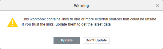 External Link Warning Add external links to cells